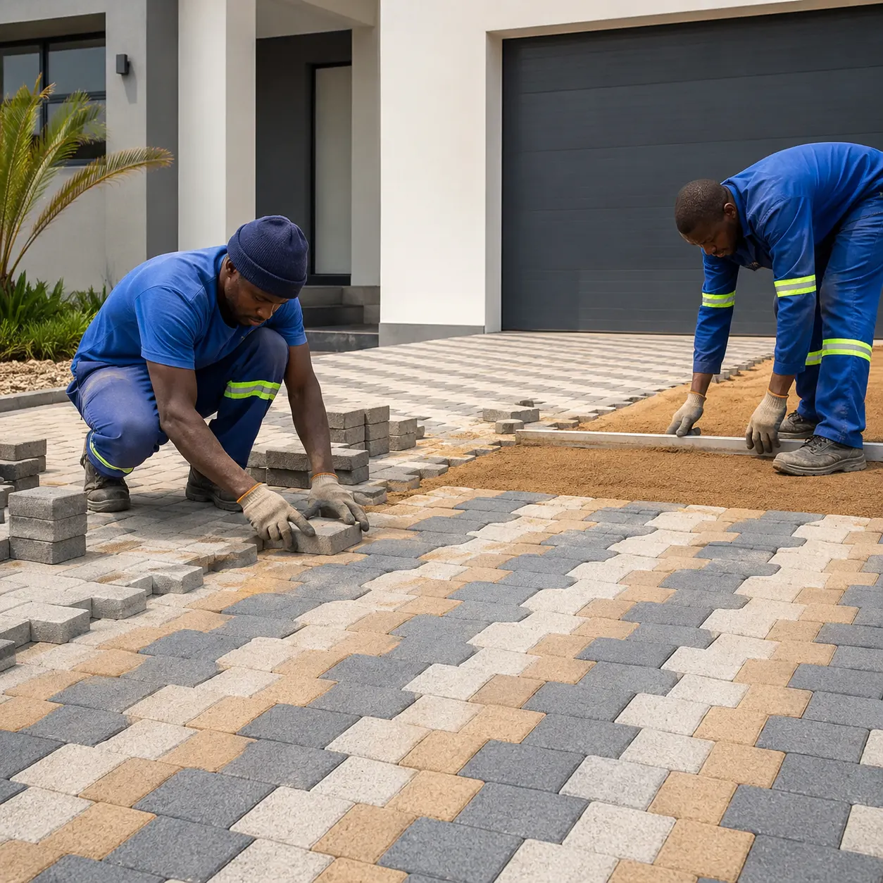 Constructing a modern stone patio